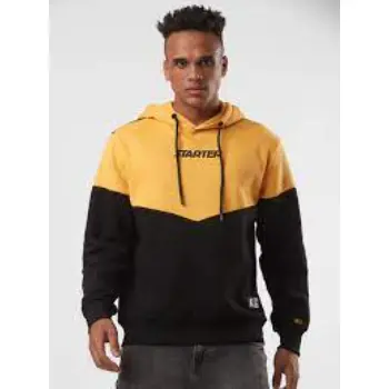 Yellow & Black Regular Fit Hooded Sweatshirt